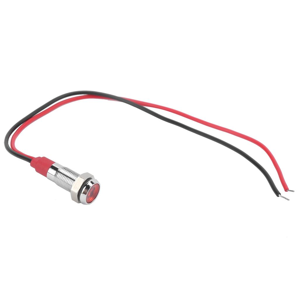 LED Metal Indicator 6mm Waterproof Signal Lamp for Pilot Car Truck Boat with Wire 6VRed