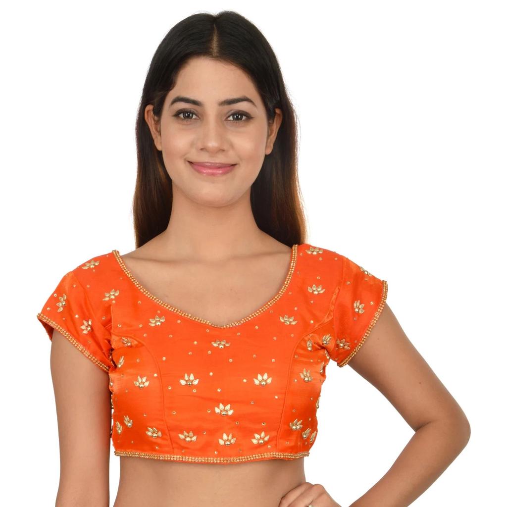 Readymade Desigenr Stitched Blosue Women's Silk Blend Crop Top Choli Dress