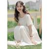 Summer Sweet College Crew Neck Bubble Sleeve Printed Short Sleeve Dress Fairy Dress