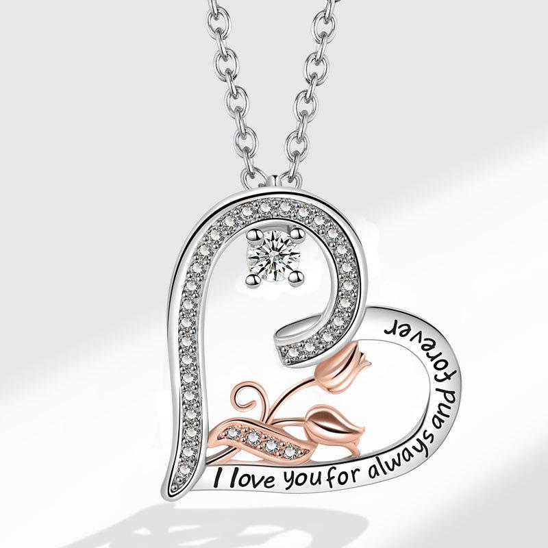 

Mother s Day Gift Women s Heart Rose Pendant Necklace Heart Shaped Fashion Jewelry Accessories золотий