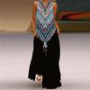 Retro Fashion Multicolor V-Neck Sleeveless Long Skirt Dress