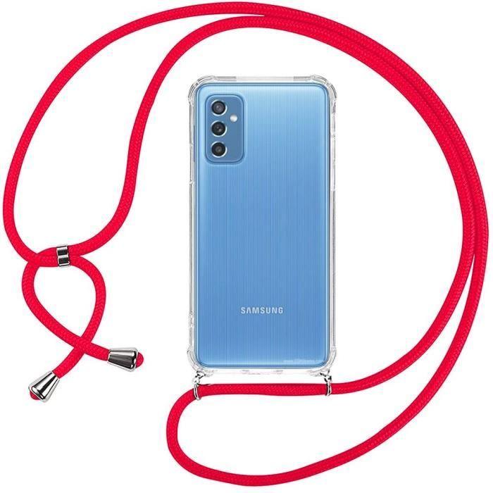 Coque de téléphone - Samsung - M52 5G - Souple - Transparent - Anti-rayure avec cordon rouge