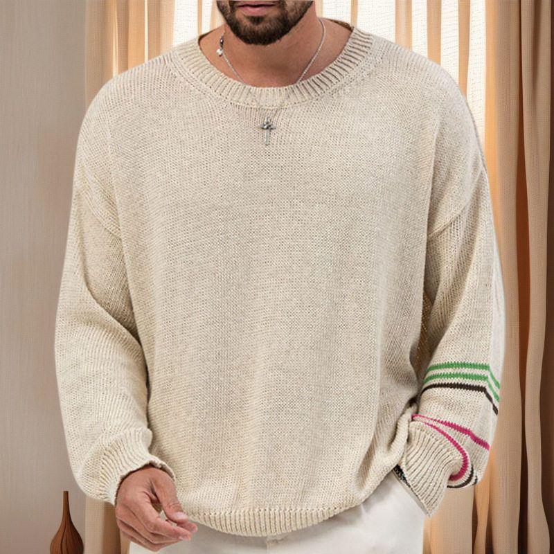 

Amazon Men s Clothing Cross-Border Men s Spring and Autumn Thin Knitted Sweater Round Neck Pullover Long Sleeve Base Layer Thin Sweater Sy0192 Apricot 3 XL