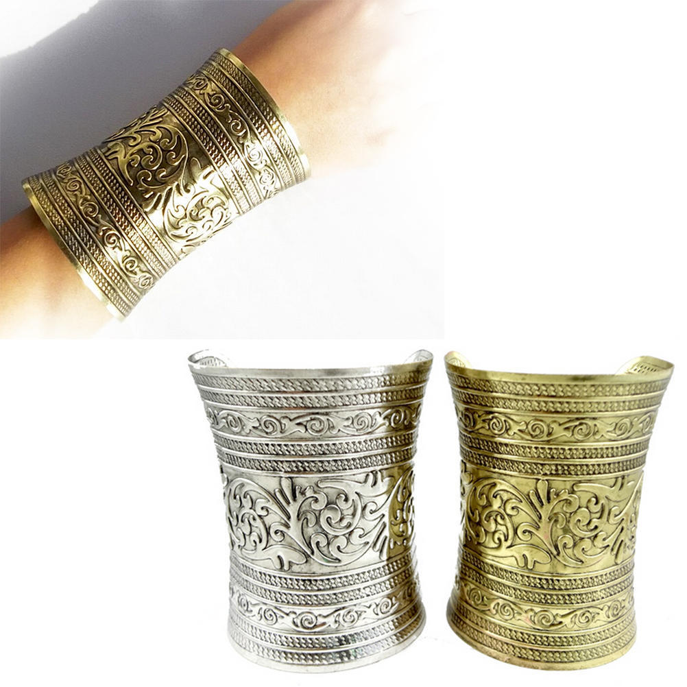 Fashion Curved Jewelry Long Wide Vintage Metal Cuff Bracelet Bangle New