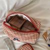 Red Cherry Plaid Makeup Bag Large Capacity Travel Cosmetic Organizer Case for Women Girl  Portable Pouch Card Coin Purse Case
