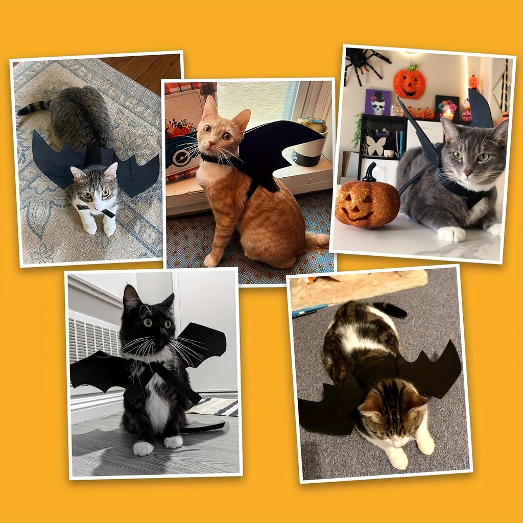 Pet Bat Wings Adjustable Costume, Soft Polyester Material, Cute Cosplay Outfit for Cats Small Dogs Halloween Party