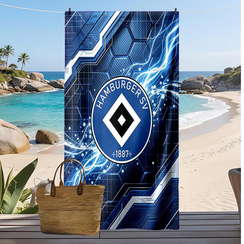 Asciugamano da Spiaggia con Stampa Calcio Hamburger SV, Asciugamano Grande Morbido ad Asciugatura Rapida per Spiaggia Campeggio Nuoto