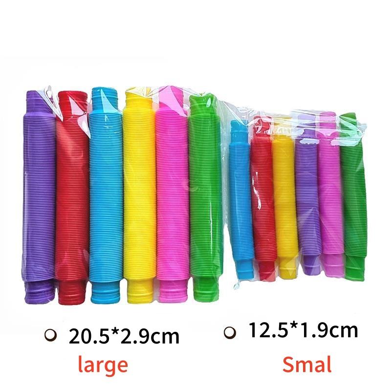 6PCS Mini Color Plastic Bellows Squeeze Toy Pull Telescopic Tube Popular Sensory Toys Adult Restless Children Decompression Vent