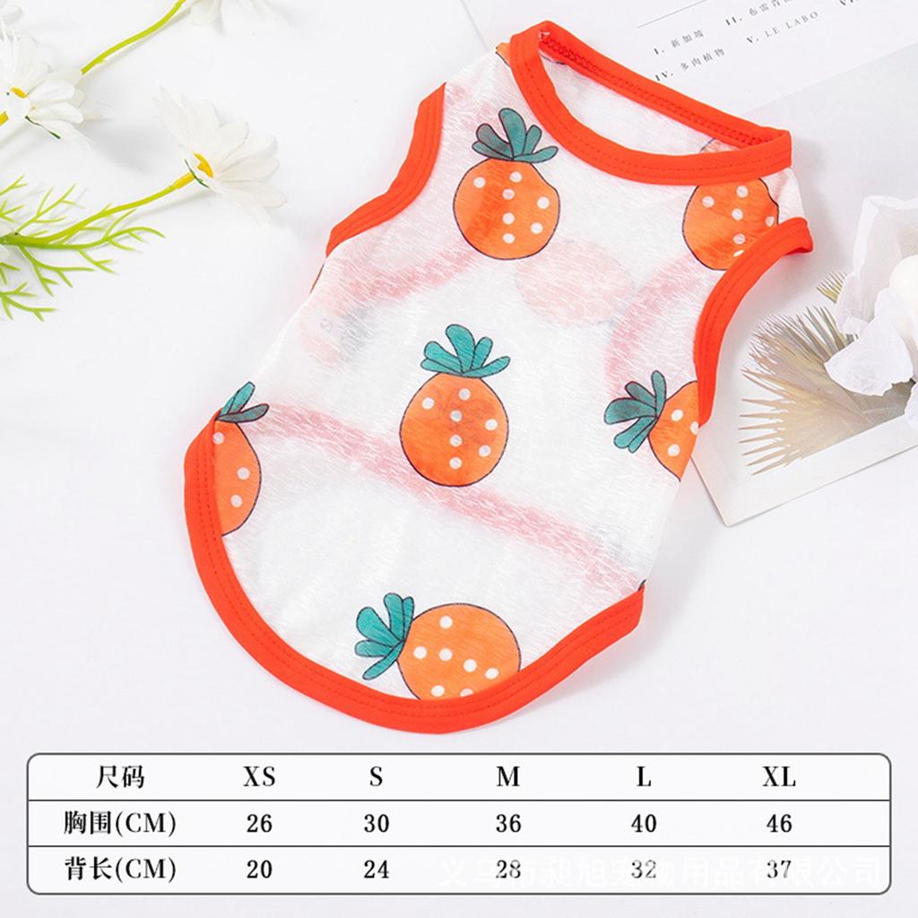 Pet Clothes Cat Summer Mesh Vest Clothing Comfortable Clothes For Cat And Small Dog Fruit Pattern Printed Cartoon Cute Cloth