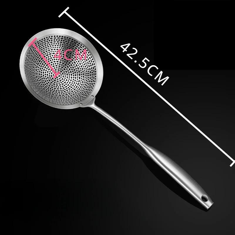 

1 шт., большой дуршлаг из нержавеющей стали 304, кухонный скиммер для приготовления пищи, ковш, ситечко для макарон, ситечко для еды, ложка, кухонные инструменты