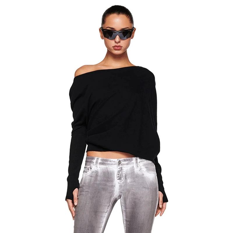 

Сексуальный элегантный топ с длинными рукавами, нестандартные женские топы на одно плечо, футболка, повседневная офисная одежда для вечеринок, клубов, свиданий XS чёрный