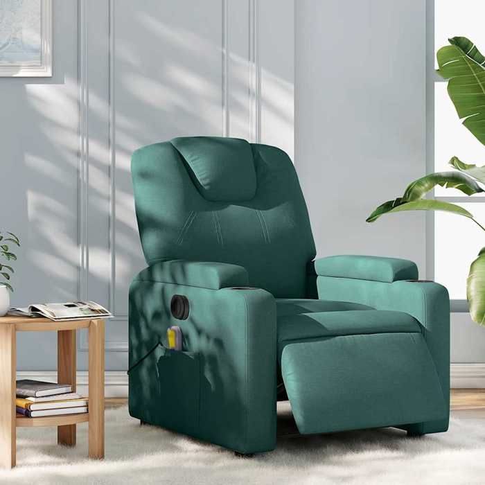 VidaXL Fauteuil de massage inclinable électrique Vert foncé Tissu 3204362
