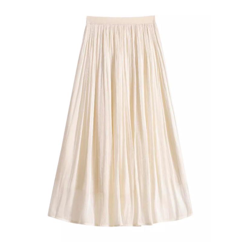 Women's Summer High-Waist A-Line Chiffon Midi Skirt - Premium Shimmer Mesh Umbrella Skirt with Elegant Swing