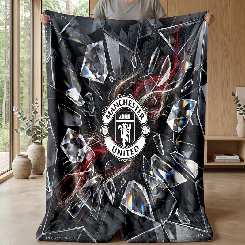 Manchester United Theme Blanket Soft Flannel Blanket Plush Throw Blanket Cozy Sofa Bed Blanket for Home Decor