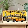 D Flat Pc Vintage NYC Taxi License Plate Frame  Cover  Retro New York Taxi Cab HeavyDuty  Construction Xcm