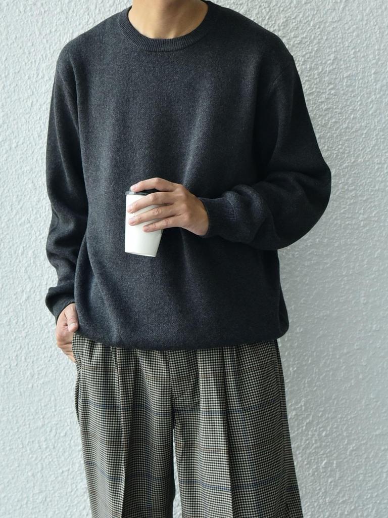 SHIPS Any Knit, Handwashable, Cotton Cashmere Sweat-Like Knit, 2024FW, Men's, 716040015, Dark Gray, Size XL