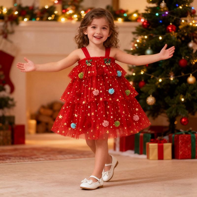 1-7 Years Kids Girls Cute Strap Mesh Dress Tutu Dress