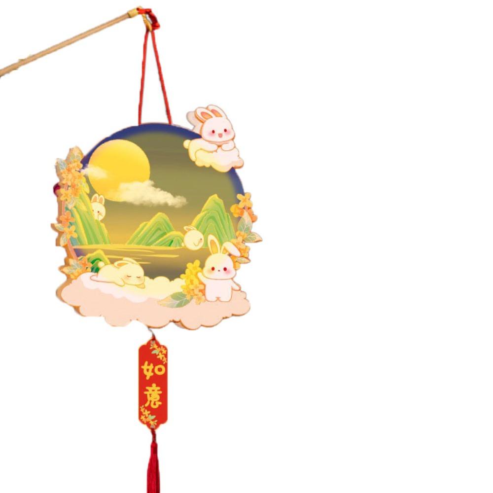 Cartoon Mid-Autumn Festival Lantern Glowing Lantern DIY Material Package Rabbit Lanterns  Gifts