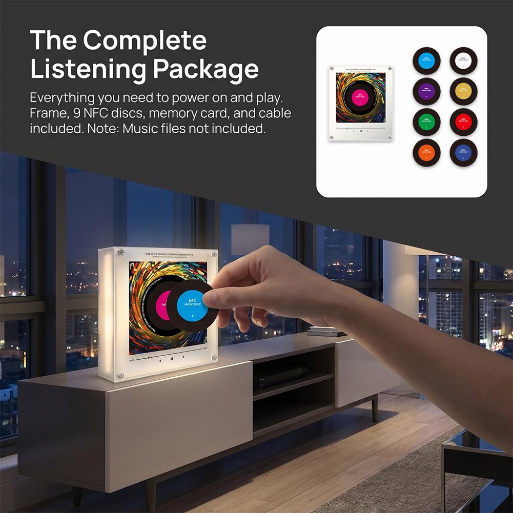 NFC Sensing Song Player With Acrylic Built-in Speaker, Customizable Refrigerator Sticker Without The Need For A Mobile Phone