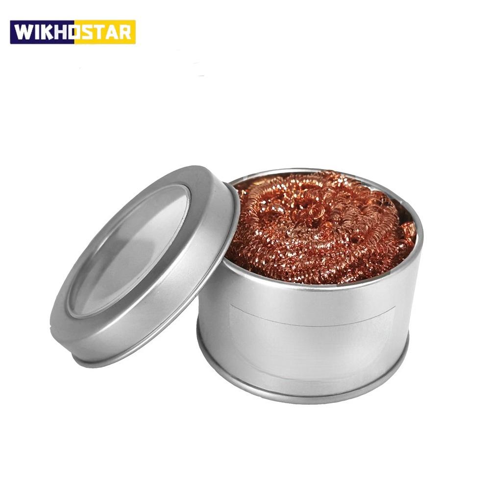 Cleaning Ball Desoldering Soldering Iron Mesh Filter Cleaning Nozzle Tip Copper Wire Cleaner Ball Metal Dross Box Clean Ball