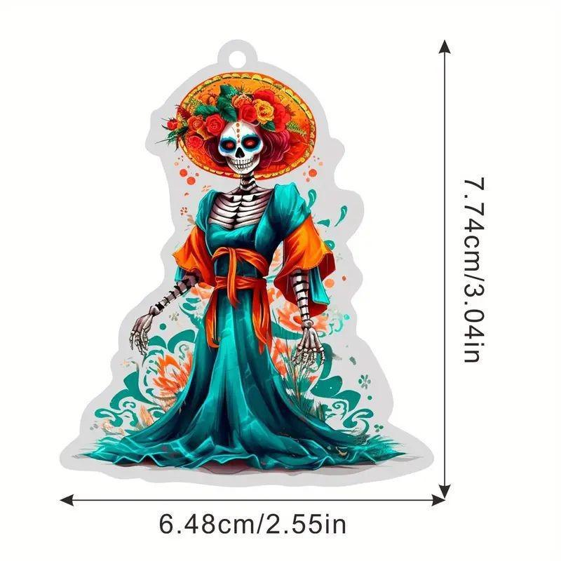 

Acrylic Retro Delightful Skeleton Bride Auto Hanging Ornament For Style Festive 5