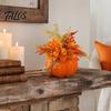 Indoor Halloween Holiday Accents Fall Pumpkin Table Ornament, Artificial Foam with Flower, Maple Centerpiece for Home Leaves, Berry Autumn Harvest