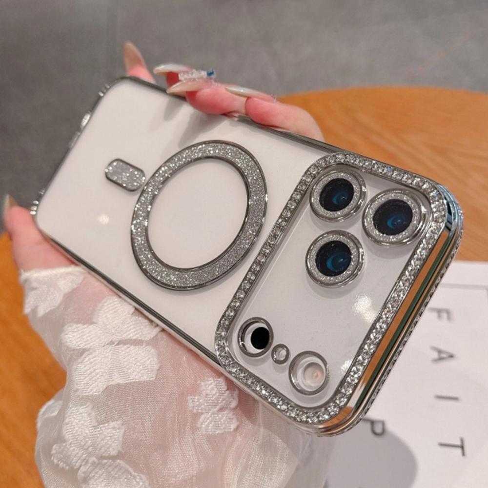 New Bling Glitter Diamond Transparent Magnetic Case For For Iphone 17 Air 16E 16 1 14 Plus 13 11 12 16 17 Pro Max Protector Cover