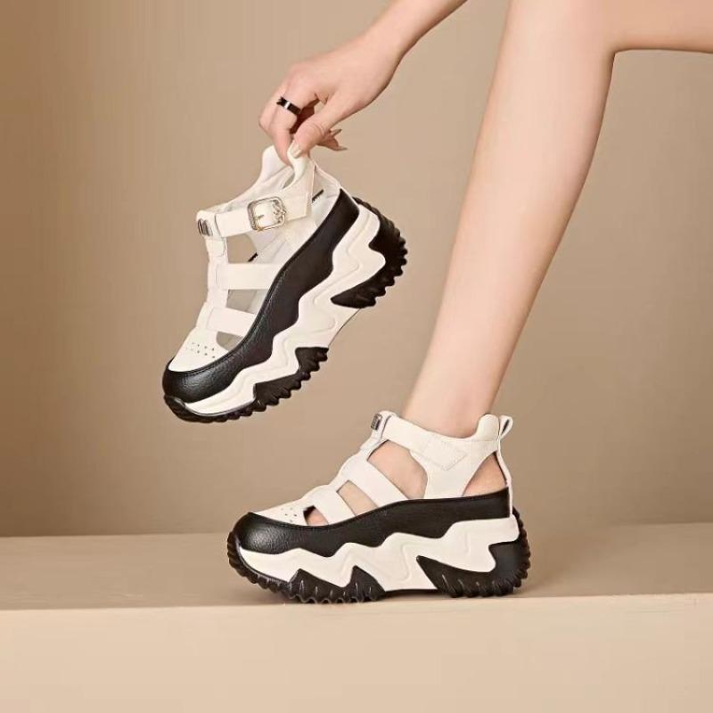 New Thick-soled Dad Shoes, Sandals, Hollowed-out Height-increasing Casual Shoes, and Sponge Shoes