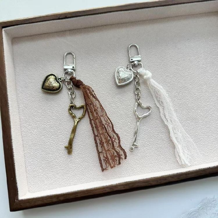 Lovely Lace Heart Keychain Decorative Resin Keyring Compact Design Bag Ornament Ideal For Daily Use And Gift Giving