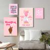 Dievčenský citát Ružový nástenný umelecký plagát Tlač Kancelária Spálňa Dekor na plátne Vtipné feministické pastelové farby Rainbow Colou Painting Room Home Decor (s rámom)