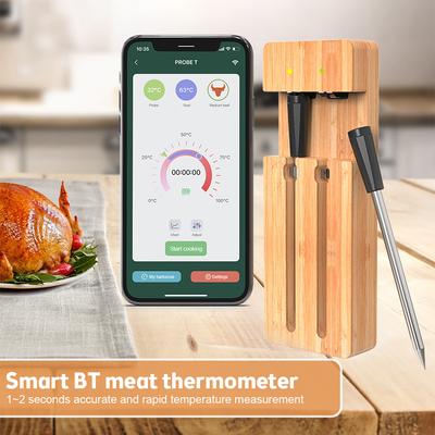 Termometro per carne wireless intelligente Termometro per carne BT con portata wireless da 98 piedi con 2 sonde APP intelligente