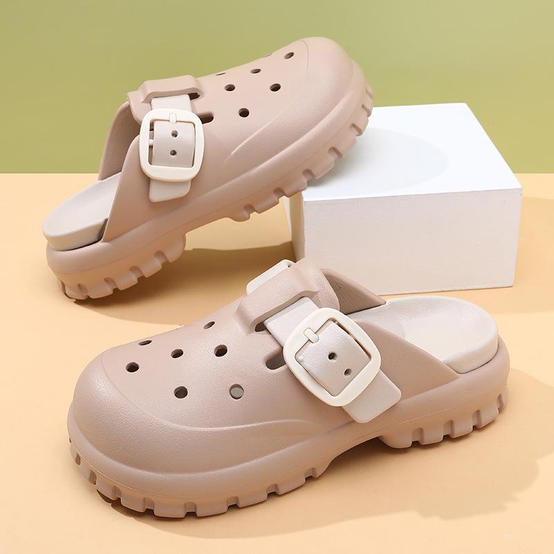 

Summer new women s hole shoes non-slip and wear-resistant fashion soft sole solid color leisure outdoor beach bag head mop 35-36 світло-коричневого кольору