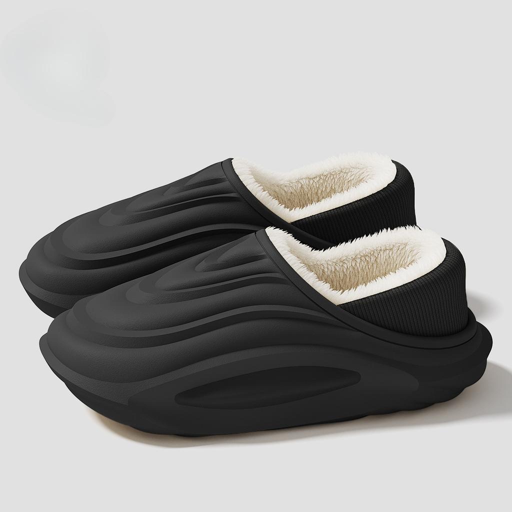 Winterverdickte Rutschfeste Gefütterte Hausschuhe Leichte EVA Indoor Outdoor Heim Freizeitschuhe mit Weichem Stofffutter