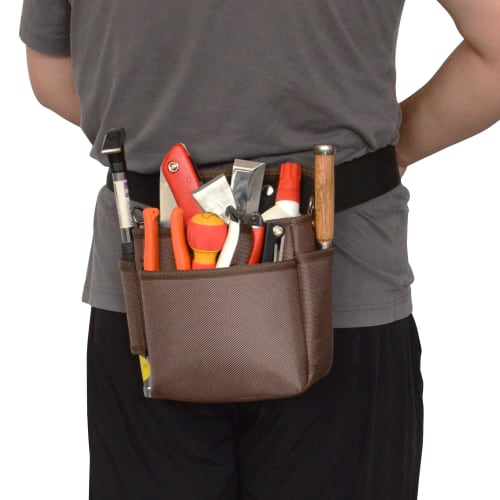 Yumeen Waist Bag, Electrician/Gardening Tool Bag with Nail Pouch, Temporary Frame, and Lid, Lightweight DIY Two-Tier Tool Bag with Small Organizer and