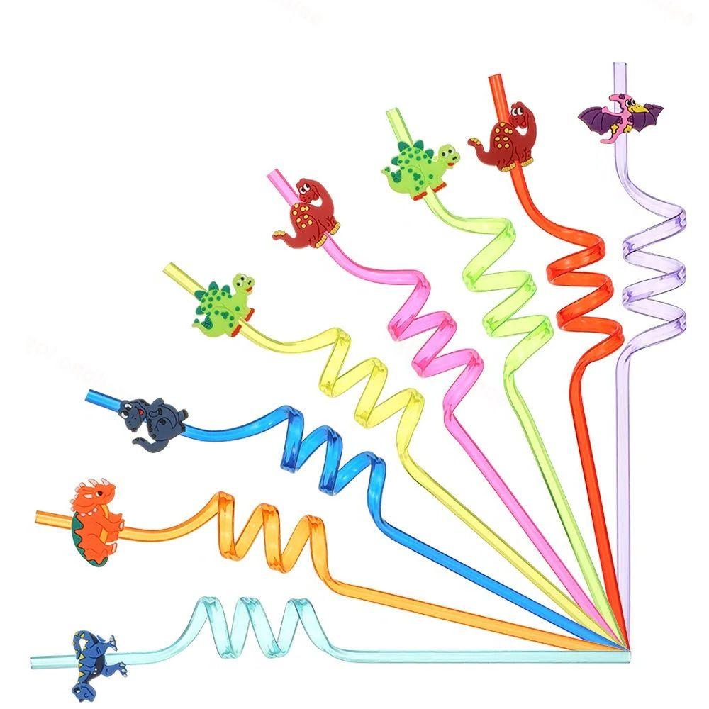 8pcs Dinosaur Straws Party Personalized Decoration Dinosaur Theme Straws as Birthday Gifts Family or Party Decoration