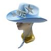 Jeweled Crystal Cowboy Hats Bride Blue Panama Hat for Bachelorette Party Cowboy Hats for Club Stage Shows