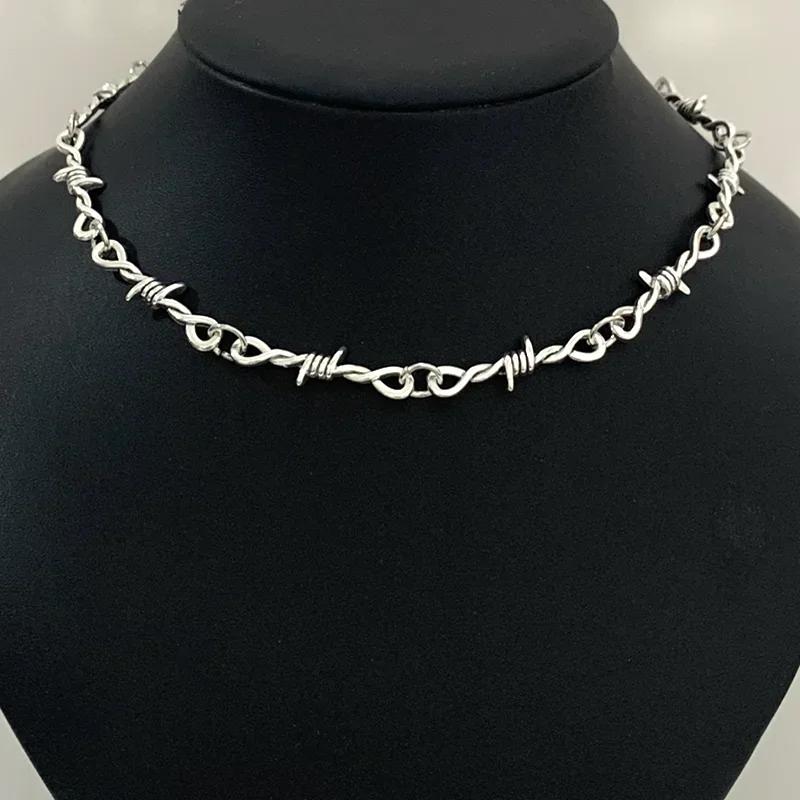 Sacred Heart Necklace, Small Wire Necklace, Women's Hip-hop, Gothic, Punk Style, Barbed Wire, Small Thorn Chain Necklace, Gift