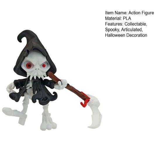 Grim Reaper Action Figure 3D Printed Articulated Reaper Toy Collectible Spooky Action Figure for Halloween Desktop Decoration