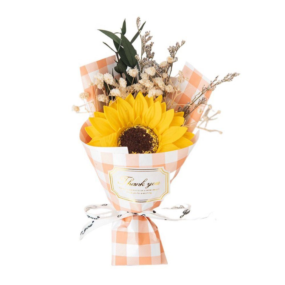 

Реалистичный искусственный букет роз Симуляция подсолнуха Мыльная роза Вечная роза Подарки на День матери orange-sunflower