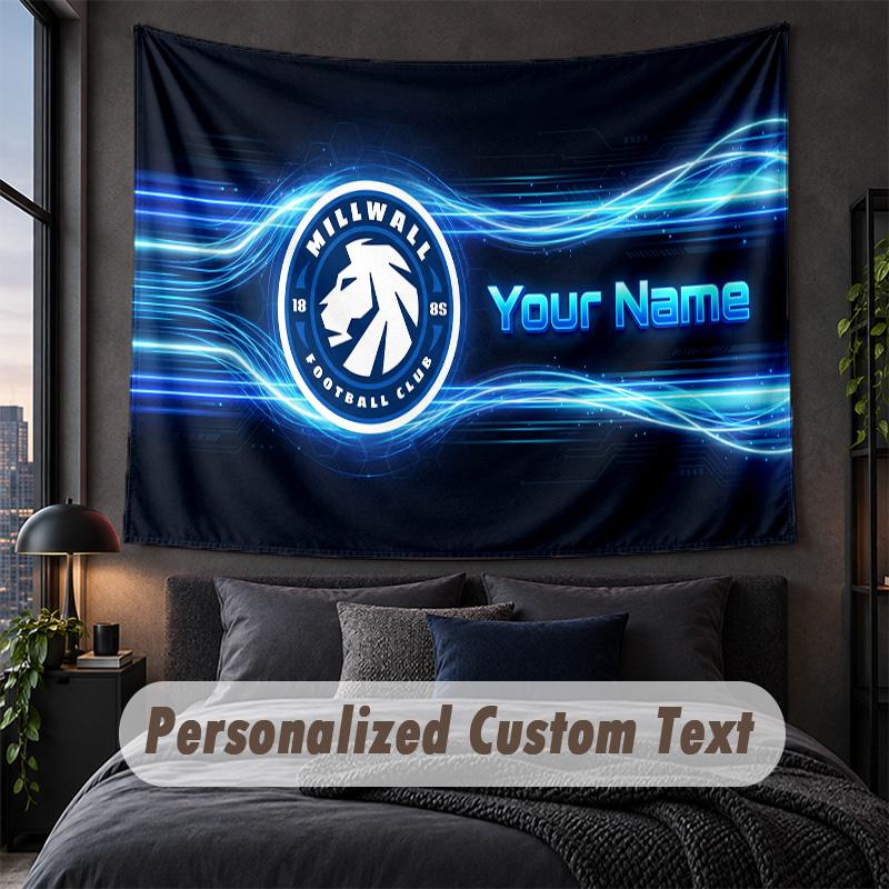 Benutzerdefinierte Namens-Text-Wandteppich, Millwall FC Dekorative Wandbehang, Hintergrund-Wandteppich Für Zuhause Schlafzimmer