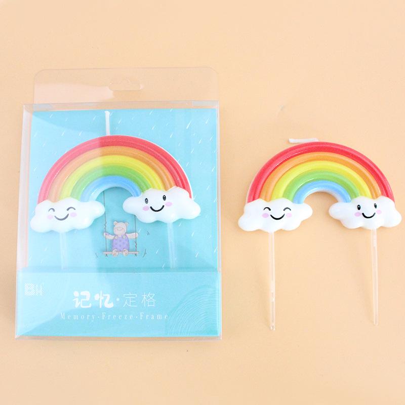 

Cute Memory Freeze Rainbow Candle Personalized Creative Sun Rainbow Cloud Cartoon Decoration Supplies Memory freeze frame rainbow candle