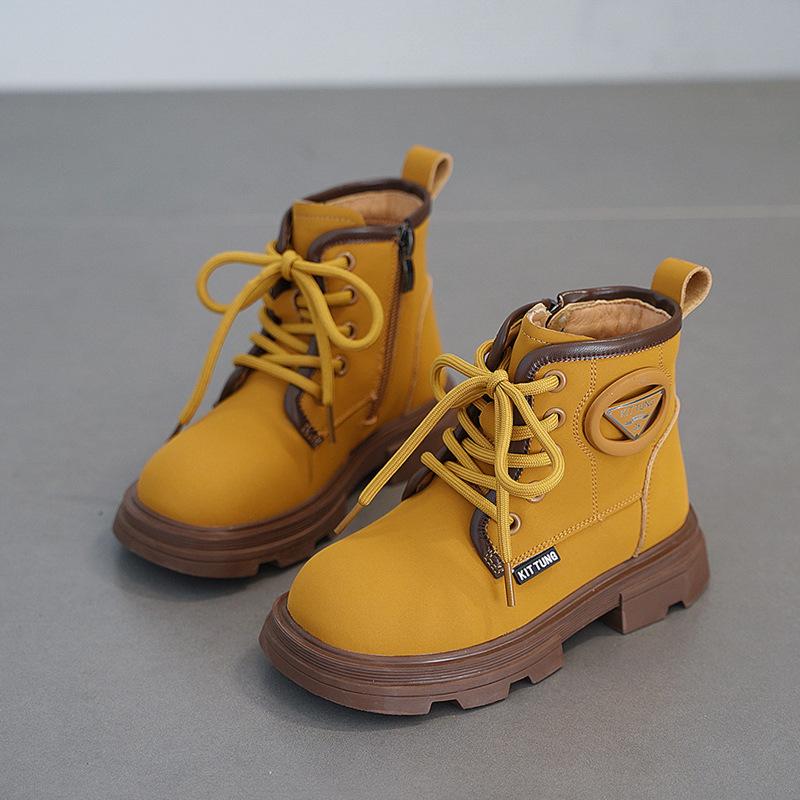 New children's leather boots,  velvet girls' boots