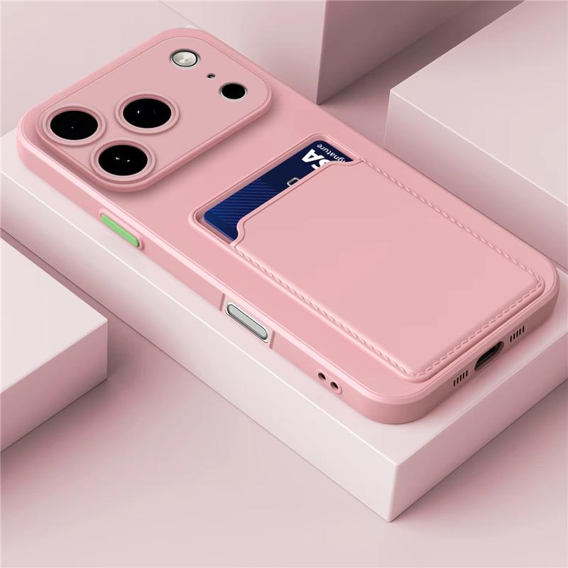 Liquid Silicone Phone Case For For Iphone 17 16 13 15 14 11 12 Pro Max Air 16e Card Holder Wallet Bag Cover For For Iphone 14 15 16 Plus