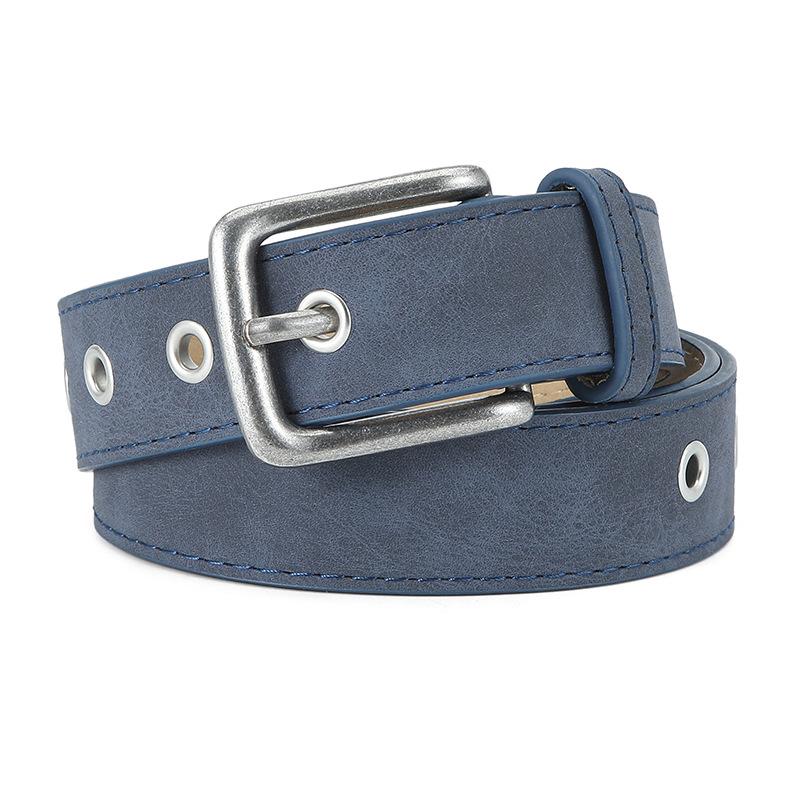 

Women s Retro Frosted Pin Buckle Wear-Resistant PU Leather Waist Belt 108*3CM темно-синього кольору