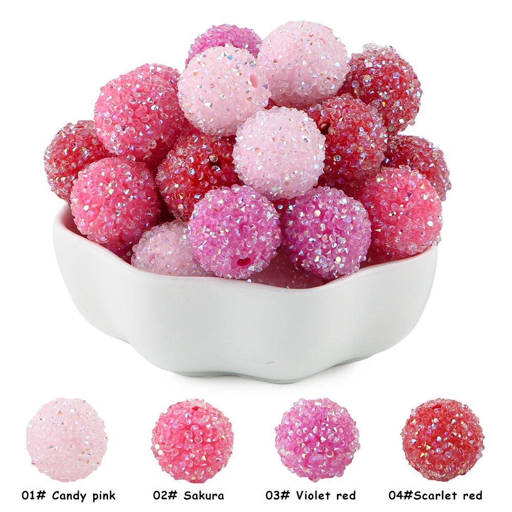 

20Pcs 16MM Resin Round Acrylic Beads Sugar Sand Pasting Process Fashion For Jewelry Making DIY Handmade Bracelets Accessories 20pcs