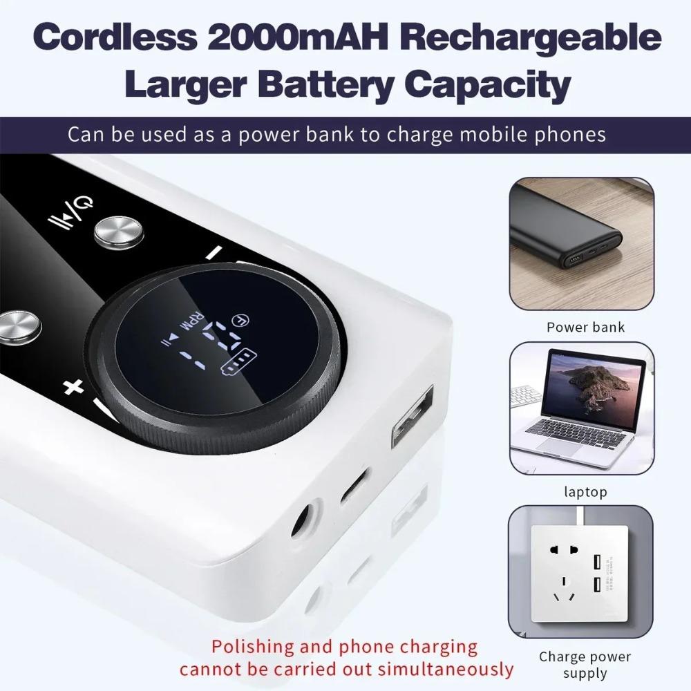 USB Rechargeable Electric Nail File 45000RPM Nail Sander File Nail Drill Machine  Professional Use