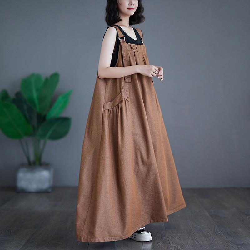 Japan and South Korea Large Size Women's Clothing Spring and Summer Medium and Long Strap Skirt Women's Loose and Thin Denim Strap Skirt Bigswingdress