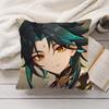Xiao Genshin Impact Cute Cushion Cover Silky Short Plush Invisible Zipper Dustproof Sofa Pillow Case For Home Decor