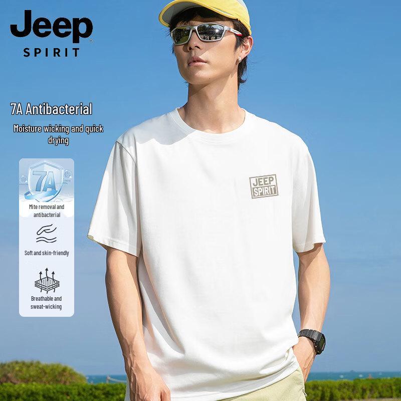 JEEP SPIRIT Men s Printed Antibacterial Loose Fit T-Shirt L
