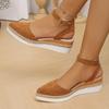Fashion 2025 Women's Slingback Sandals Solid Color Pointed Toe Wedge Sandals Breathable Ankle Buckle Casual Comfortable Shoes for Women
